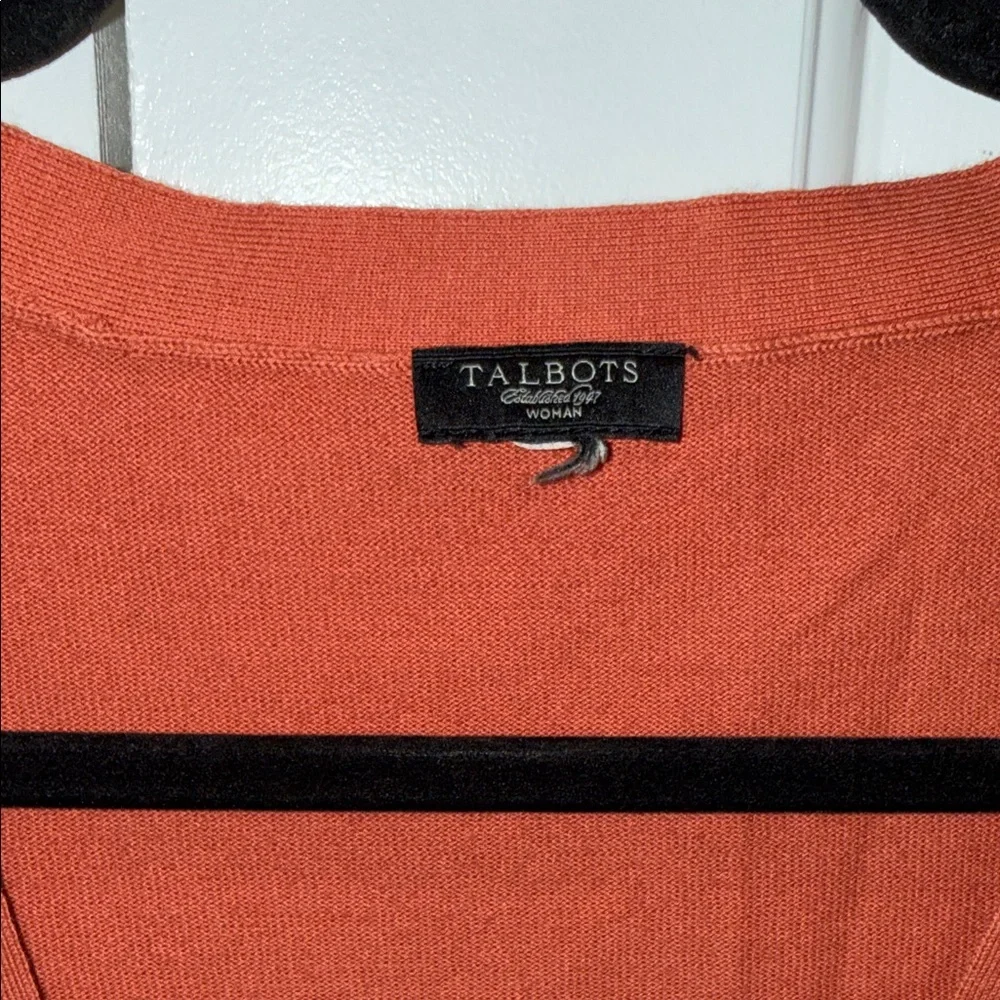 Talbots V-Neck Orange Cardigan - Picture 2 of 3